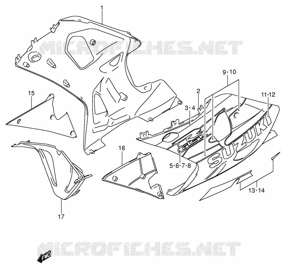 ONDER COWLING (MODELE K2) Suzuki MOTO 750 GSX-R 2003  GSX-R750K3(E2)