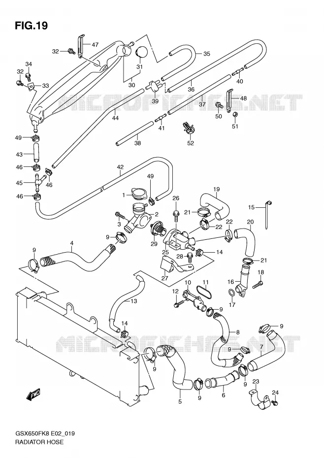 RADIATOR SLANG Suzuki MOTO 650 GSX-F 2009  GSX650FK9(E2)