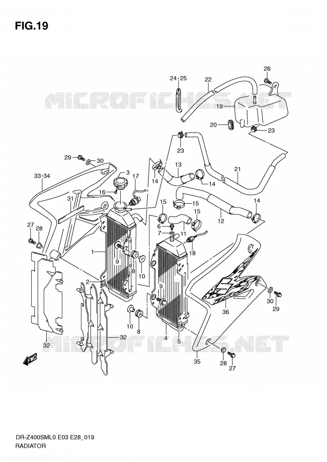 RADIATOR Suzuki MOTO 400 DR-Z 2010  DR-Z400SML0(E3/E28)