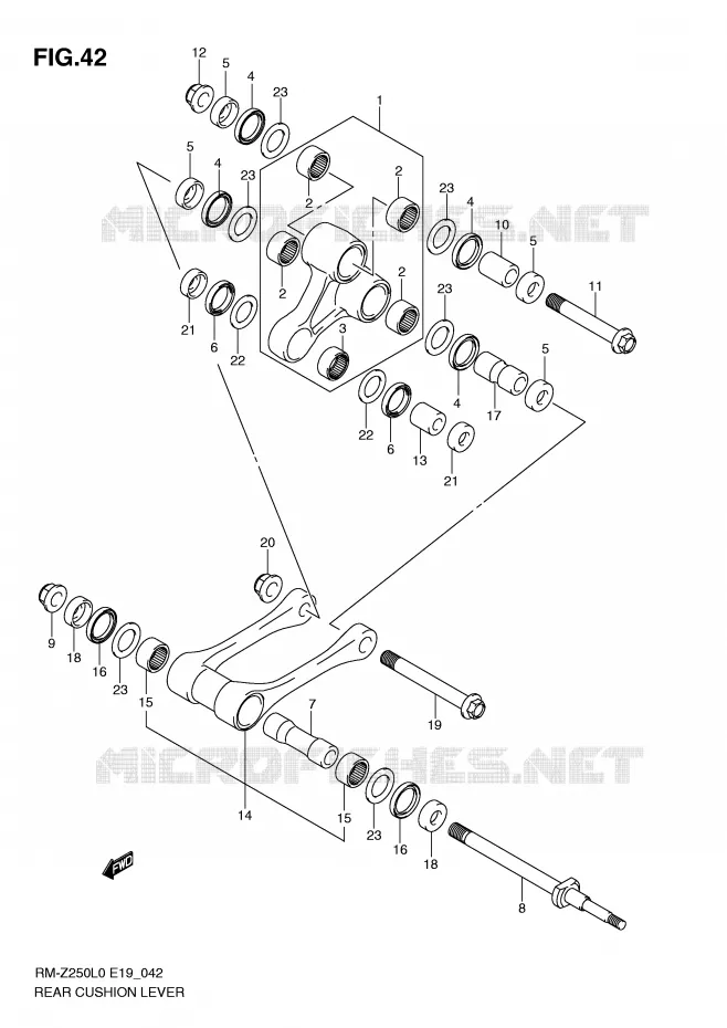 SCHOKBREKER AANEENSCHAKELING Suzuki MOTO 250 RM-Z 2010  RM-Z250L0(E19)