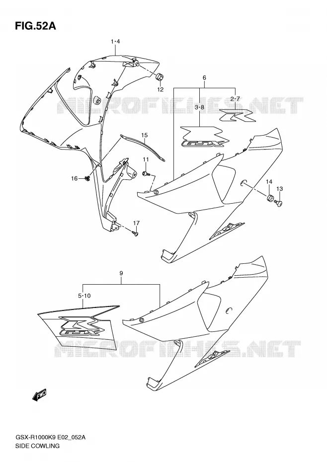 SIDE KUIP (MODEL L0) Suzuki MOTO 1000 GSX-R 2010  GSX-R1000L0(E2)