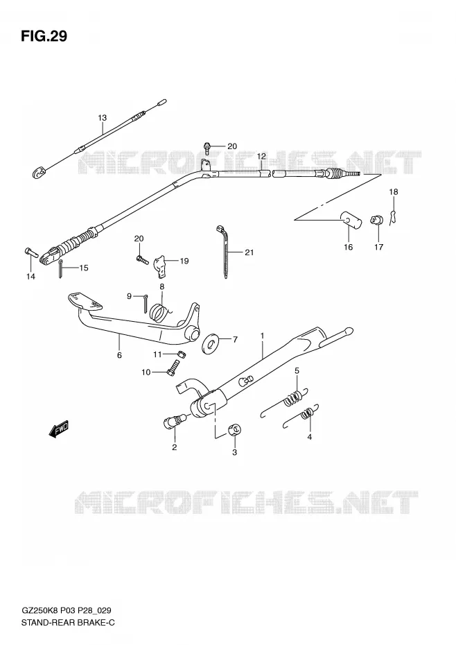 STAND - ACHTER REMPEDAAL Suzuki MOTO 250 MARAUDER 2010  GZ250L0(P3)