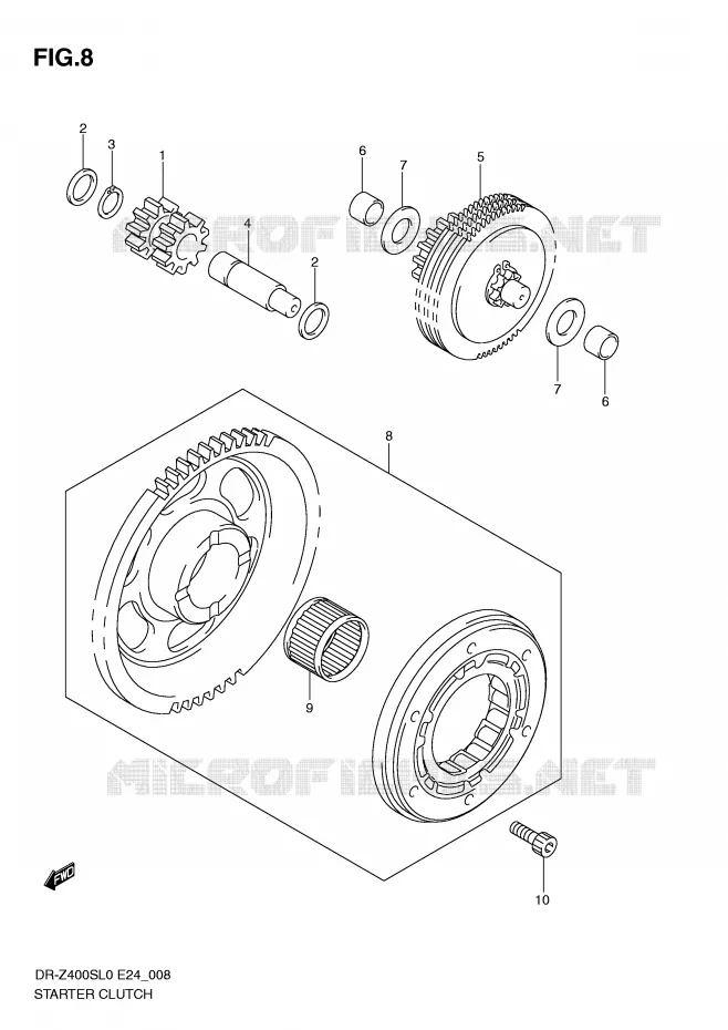 STARTMOTOR CLUTCH Suzuki MOTO 400 DR-Z 2010  DR-Z400SL0(E24)