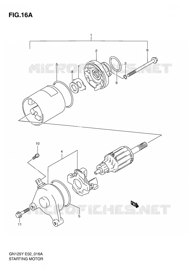 STARTMOTOR (MODELE K1) Suzuki MOTO 125 GN 1998  GN125UW(E2)