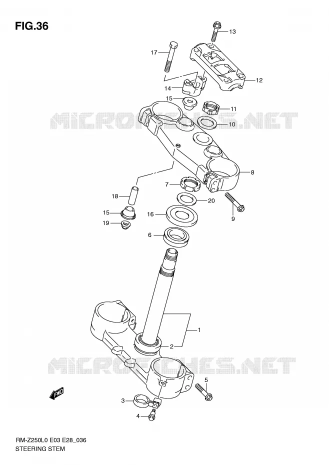 STUURKOLOM Suzuki MOTO 250 RM-Z 2010  RM-Z250L0(E3/E28)