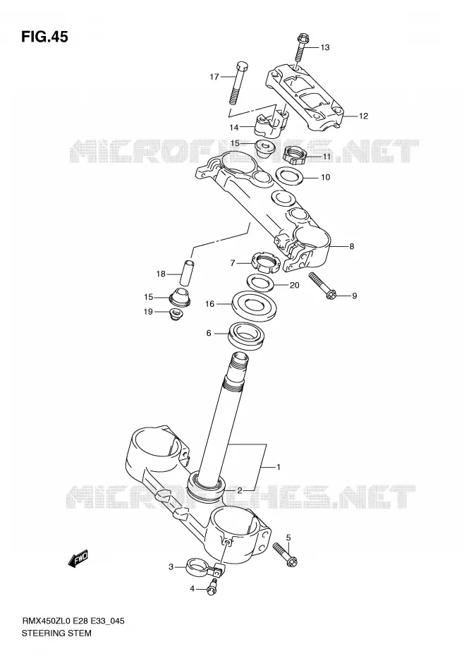 STUURKOLOM Suzuki MOTO 450 RMX-Z 2010  RMX450ZL0(E28/E33)
