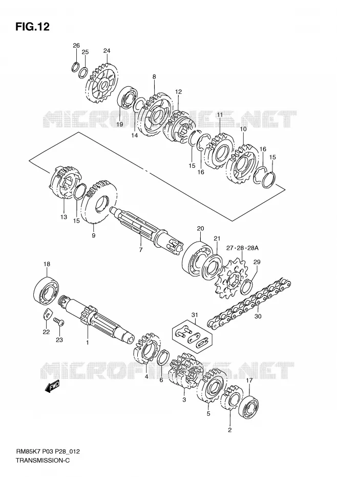 TRANSMISSION Suzuki MOTO 85 RM 2010  RM85LL0(P3/P28)