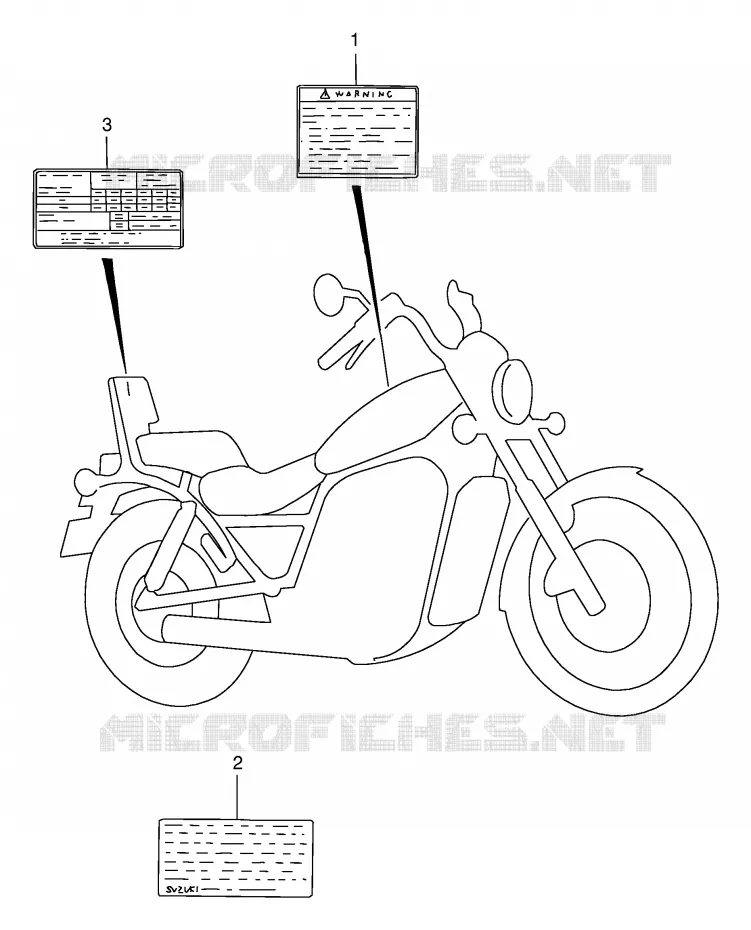 WAARSCHUWINGSLABEL (MODELE T/V/W/X/Y) Suzuki MOTO 1400 INTRUDER 2000  VS1400GLPY(E2)