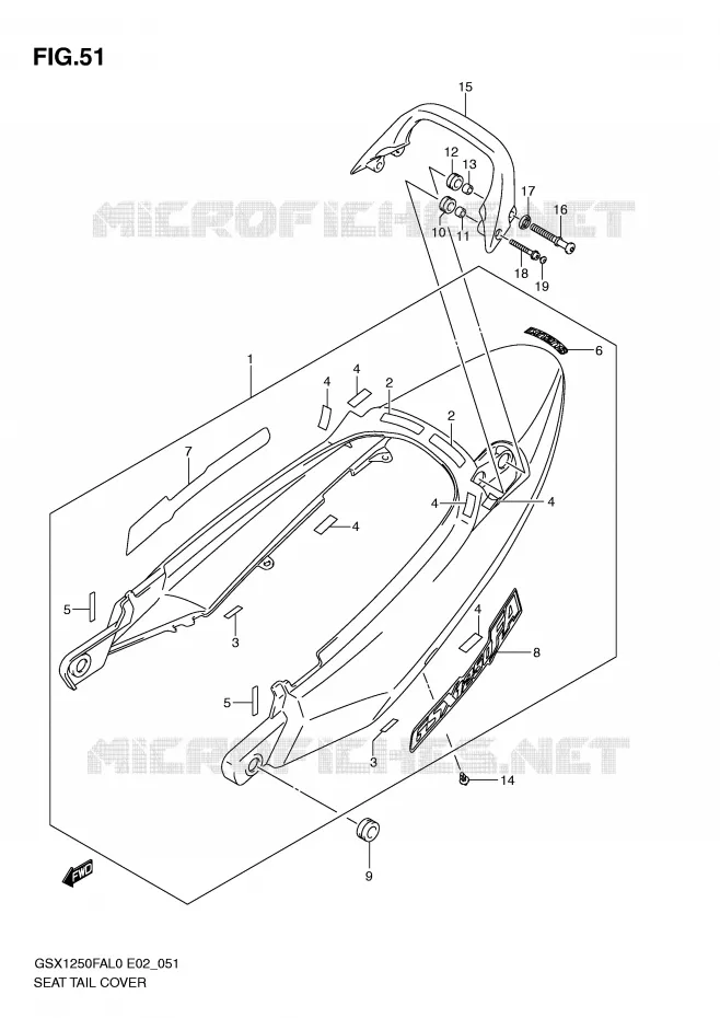 ACHTER KUIP - SEAT COWL Suzuki MOTO 1250 GSX-F 2010  GSX1250FAL0(E2)