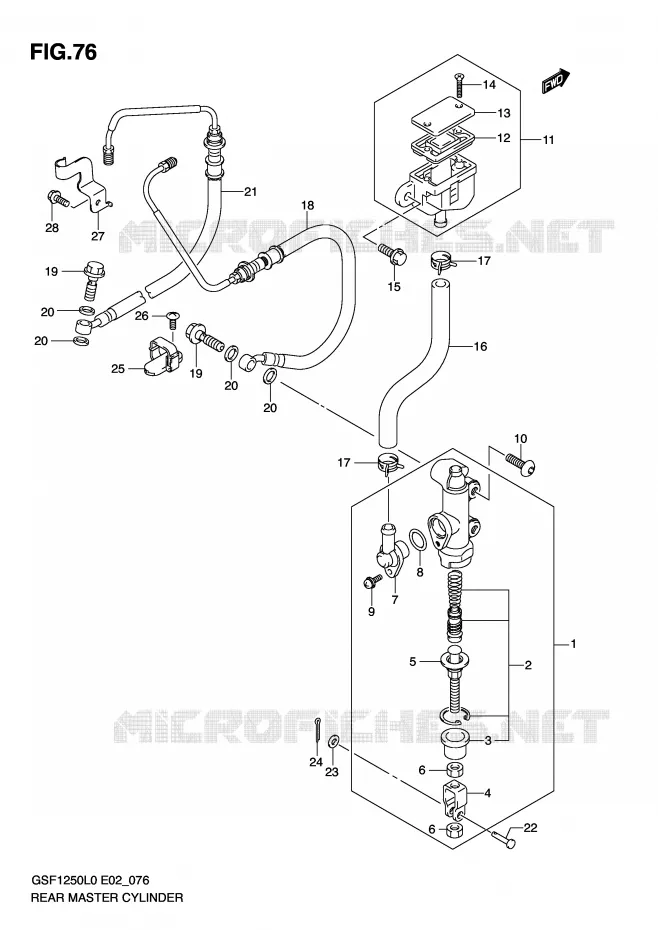 ACHTER hoofdremcilinder (GSF1250AL0) Suzuki MOTO 1250 BANDIT-N 2010  GSF1250L0(E2)