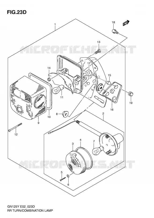 ACHTERLICHT (MODEL Y/K1 E2,E4,E18,E21,E22,E71) Suzuki MOTO 125 GN 1999  GN125EX(E2)
