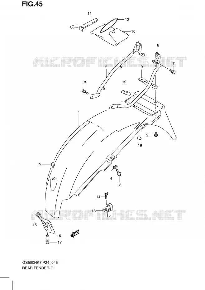 ACHTERSPATBORD Suzuki MOTO 500 GS-F 2010  GS500FHL0(P24)