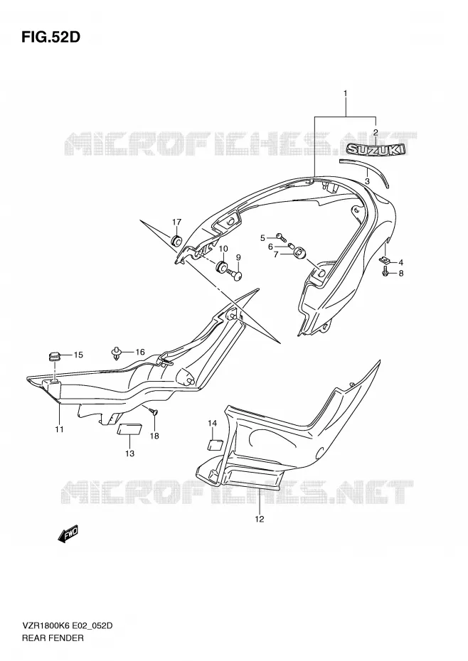 ACHTERSPATBORD (VZR1800L0/UFL0) Suzuki MOTO 1800 INTRUDER 2007  VZR1800ZU2K7(E2)