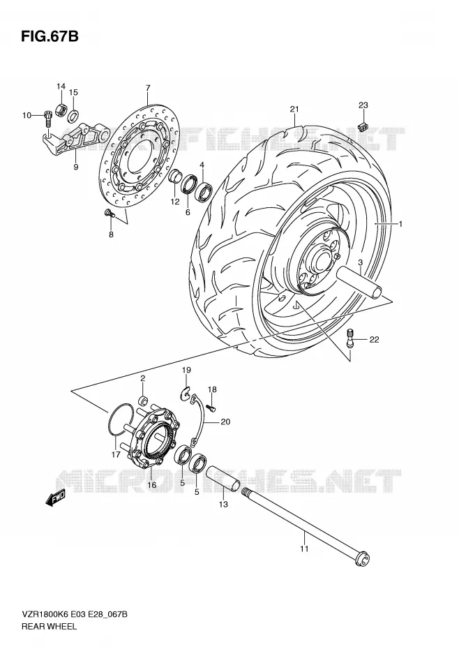ACHTERWIEL (MODEL L0) Suzuki MOTO 1800 INTRUDER 2010  VZR1800ZL0(E3/E28)