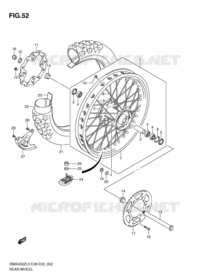 ACHTERWIEL Suzuki MOTO 450 RMX-Z 2010  RMX450ZL0(E28/E33)