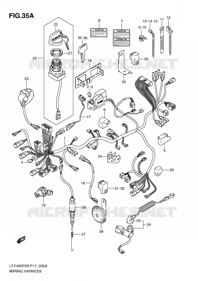 BEDRADING (LT-F400FL0) Suzuki QUAD 400 EIGER 2009  LT-F400FK9(P17)