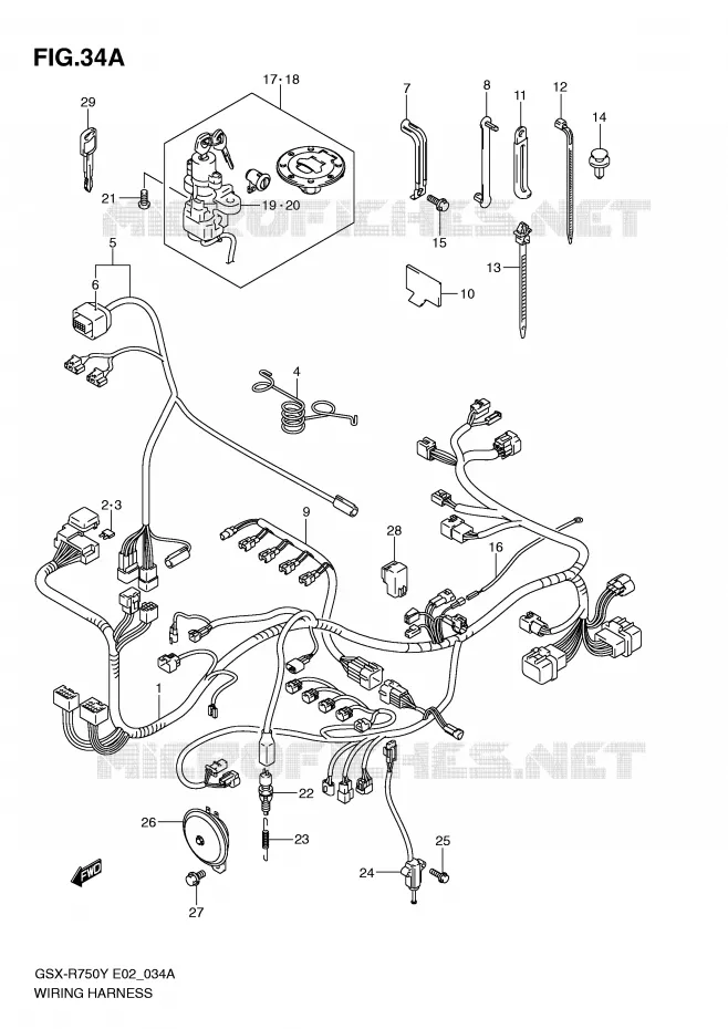 BEDRADING (MODELE K2) Suzuki MOTO 750 GSX-R 2002  GSX-R750K2(E2)