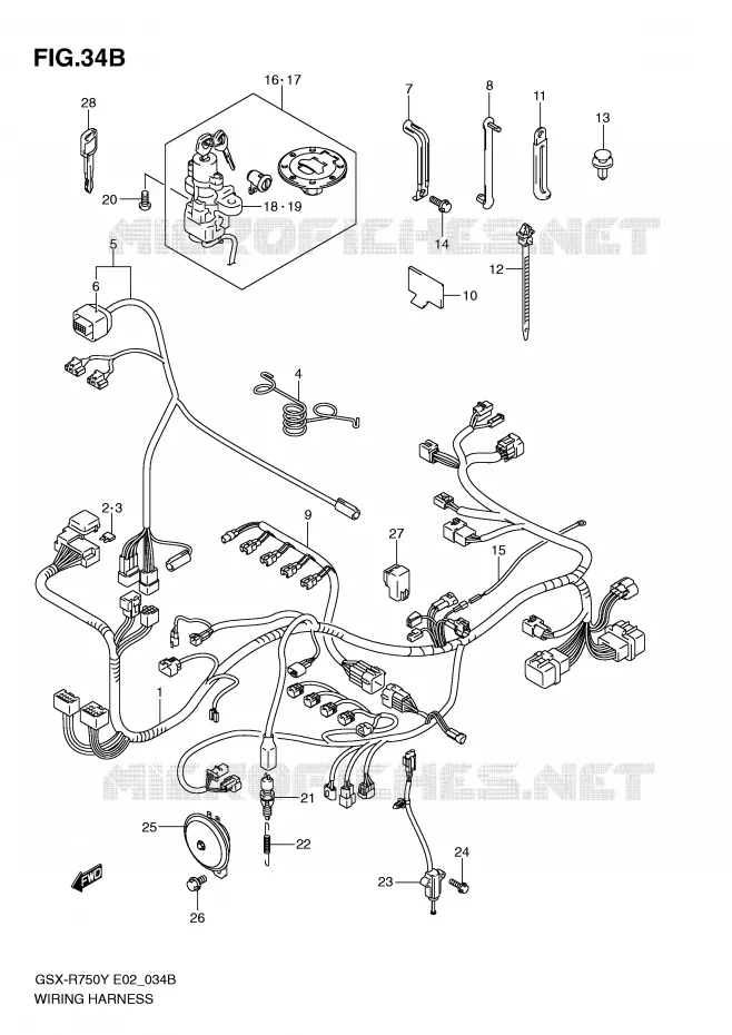 BEDRADING (MODELE K3) Suzuki MOTO 750 GSX-R 2002  GSX-R750K2(E2)