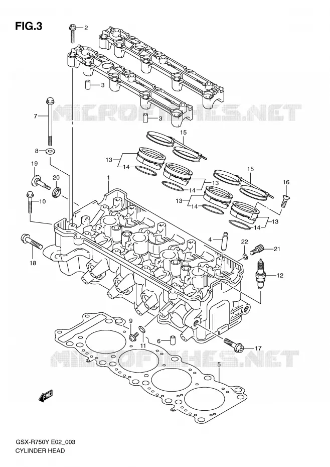 CILINDERKOP Suzuki MOTO 750 GSX-R 2001  GSX-R750K1(E2)