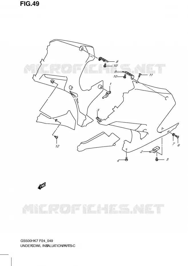 FAIRING INSTALLATIEDELEN (WITH COWLING) Suzuki MOTO 500 GS-E 2010  GS500HL0(P24)