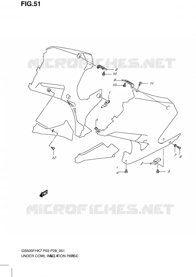 FAIRING INSTALLATIEDELEN (WITH COWLING) Suzuki MOTO 500 GS-F 2007  GS500FHK7(P3)