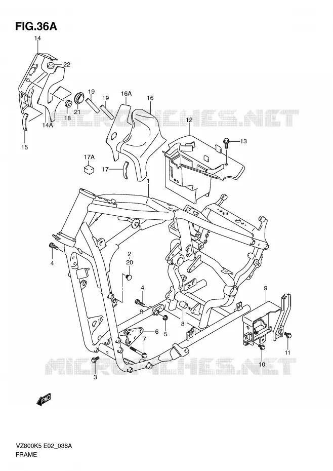FRAME (MODEL K9) Suzuki MOTO 800 MARAUDER 2008  VZ800K8(E2)