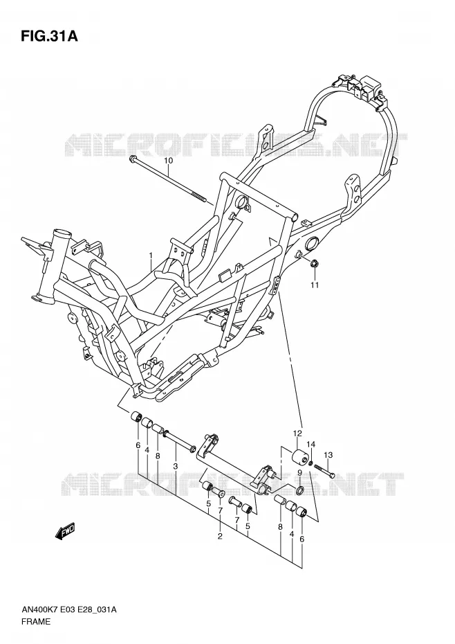 FRAME (MODEL L0) Suzuki SCOOTER 400 BURGMAN 2010  AN400L0(E3/E28)