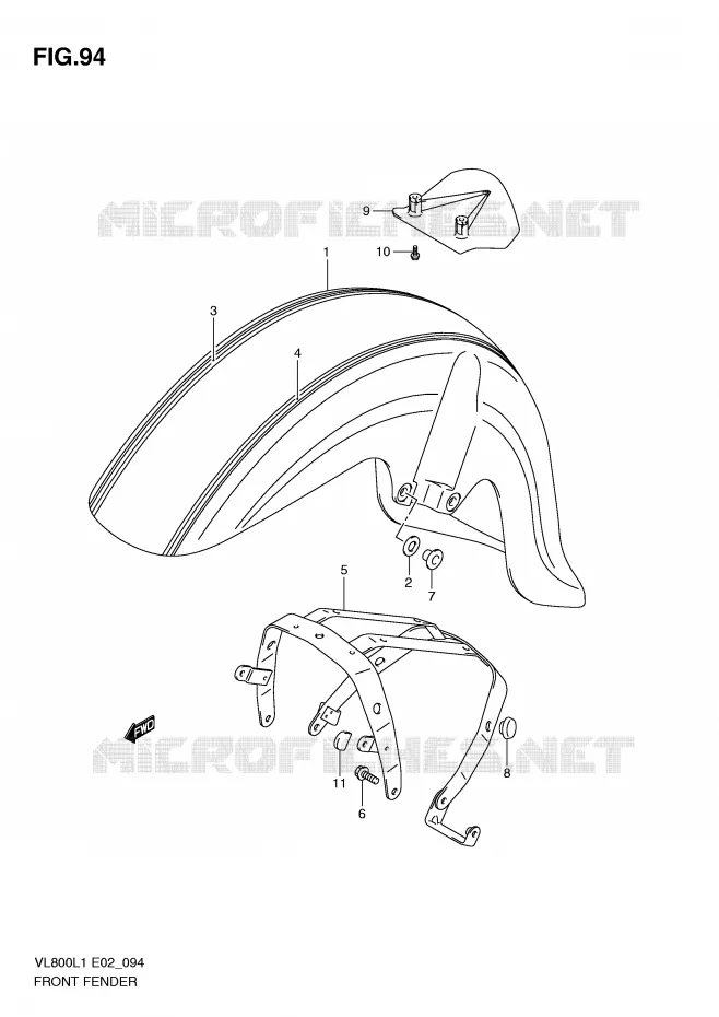 FRONT FENDER (VL800CL1 E2) Suzuki MOTO 800 VOLUSIA 2011  VL800UEL1(E2)