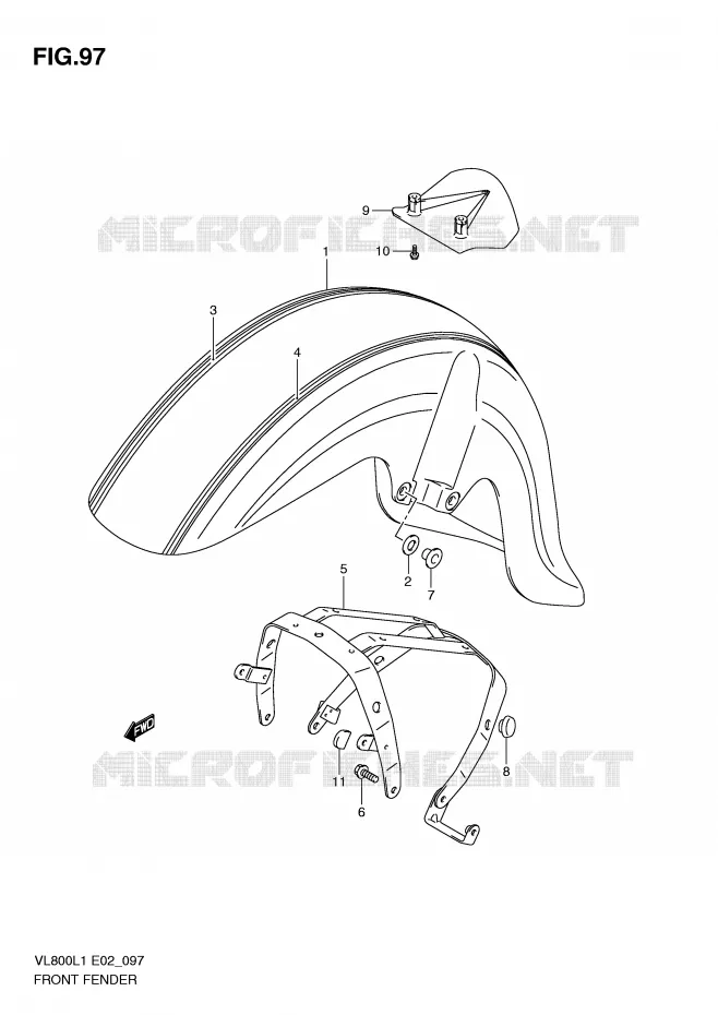 FRONT FENDER (VL800TL1 E24) Suzuki MOTO 800 VOLUSIA 2011  VL800CUEL1(E2)