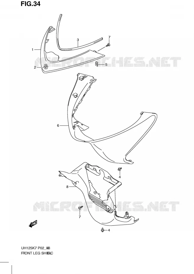 FRONT KUIP (MODEL K7) Suzuki SCOOTER 125 BURGMAN 2007  UH125K7(P2)