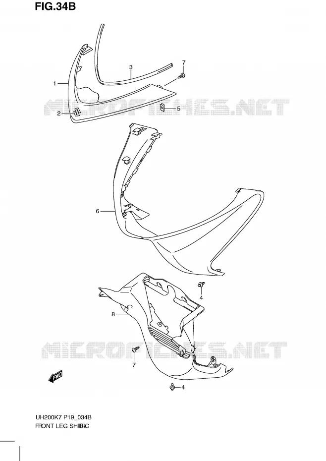 FRONT KUIP (MODEL K9) Suzuki SCOOTER 200 BURGMAN 2007  UH200K7(P19)