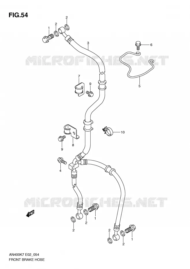 FRONT REMSLANG (AN400K7/ZK7/K8/ZK8/K9/L0) Suzuki SCOOTER 400 BURGMAN 2010  AN400ZAL0(E2)