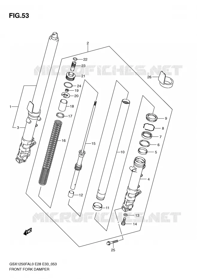 FRONT SCHOKDEMPER Suzuki MOTO 1250 GSX-F 2010  GSX1250FAL0(E28/E33)