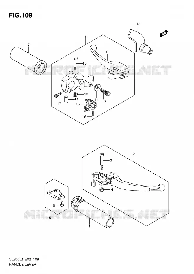 HANDGRIPS - LEVERS Suzuki MOTO 800 VOLUSIA 2011  VL800CL1(E2)
