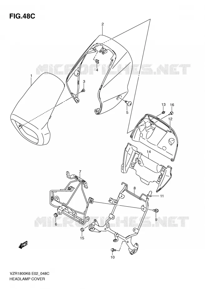 HEADLIGHT COVER (VZR1800L0/UFL0) Suzuki MOTO 1800 INTRUDER 2007  VZR1800ZU2K7(E2)