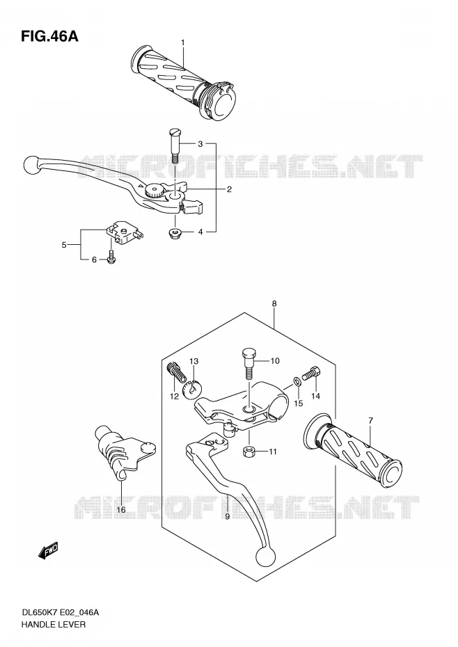 HEFBOMEN - HANDGRIPS (MODEL K9 E2,E19,E24) Suzuki MOTO 650 V-STROM 2010  DL650L0(E2)