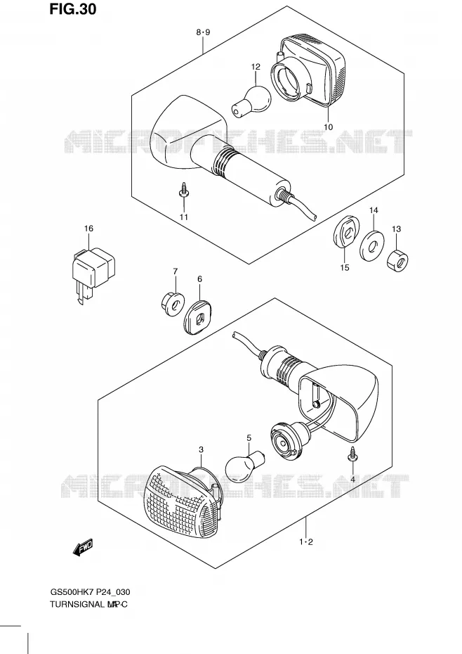 INDICATOREN (GS500FH) Suzuki MOTO 500 GS-F 2008  GS500FHK8(P24)
