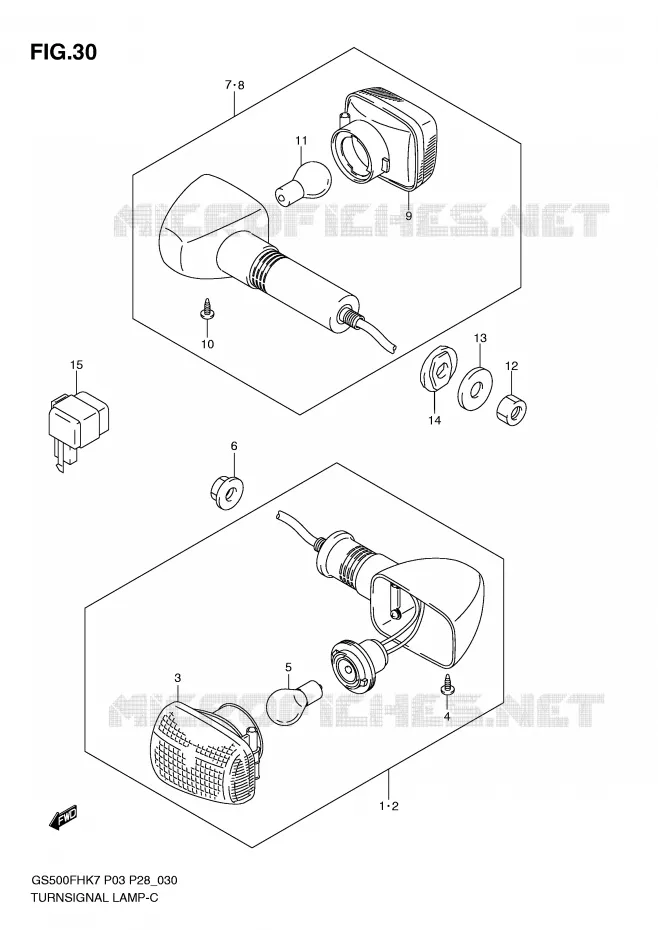 INDICATOREN (GS500H P28, P95) Suzuki MOTO 500 GS-E 2010  GS500HL0(P3)
