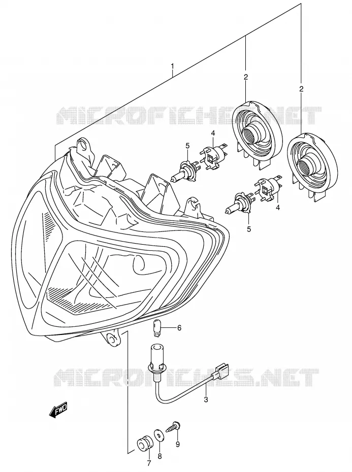 KOPLAMP (E2,E19,E54,P37) Suzuki MOTO 750 GSX-R 2002  GSX-R750K2(E2)