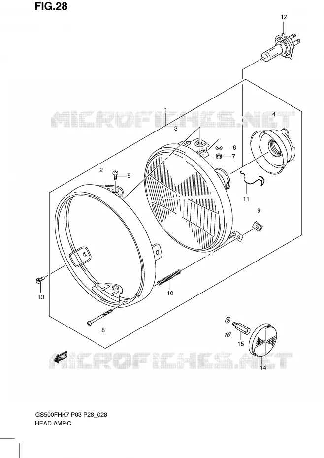 KOPLAMP (GS500H P28, P95) Suzuki MOTO 500 GS-E 2010  GS500HL0(P3)