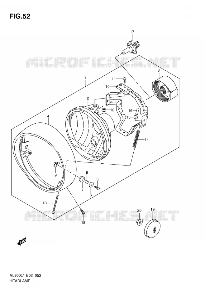 KOPLAMP (VL800TL1 E24) Suzuki MOTO 800 VOLUSIA 2011  VL800L1(E2)