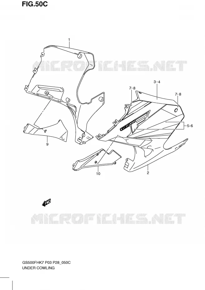 ONDER COWLING  (GS500FHL0) Suzuki MOTO 500 GS-F 2009  GS500FHK9(P3)