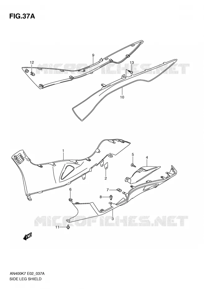 ONDERAANKLEDING (MODEL K9) Suzuki SCOOTER 400 BURGMAN 2009  AN400K9(E2)