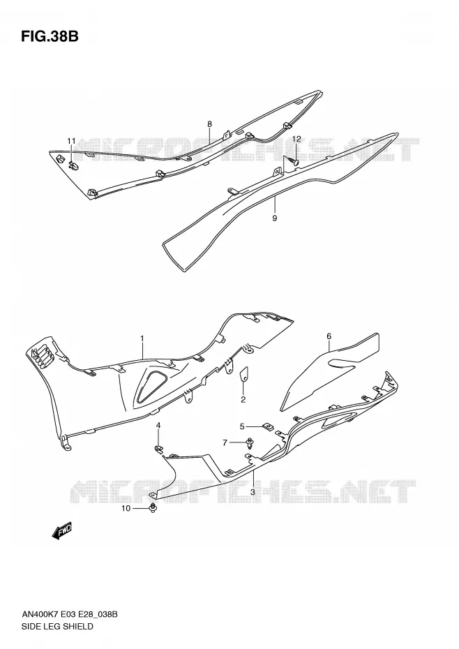 ONDERAANKLEDING (MODEL L0) Suzuki SCOOTER 400 BURGMAN 2009  AN400K9(E3/E28)