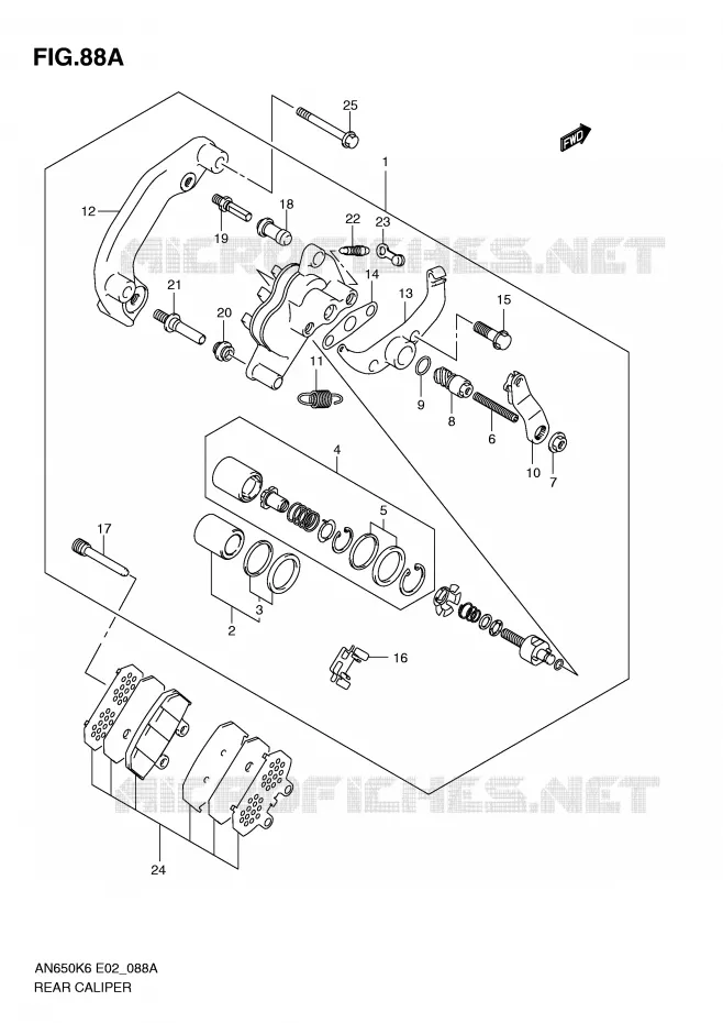 REAR CALIPER (MODEL K9/L0) Suzuki SCOOTER 650 BURGMAN 2009  AN650K9(E2)