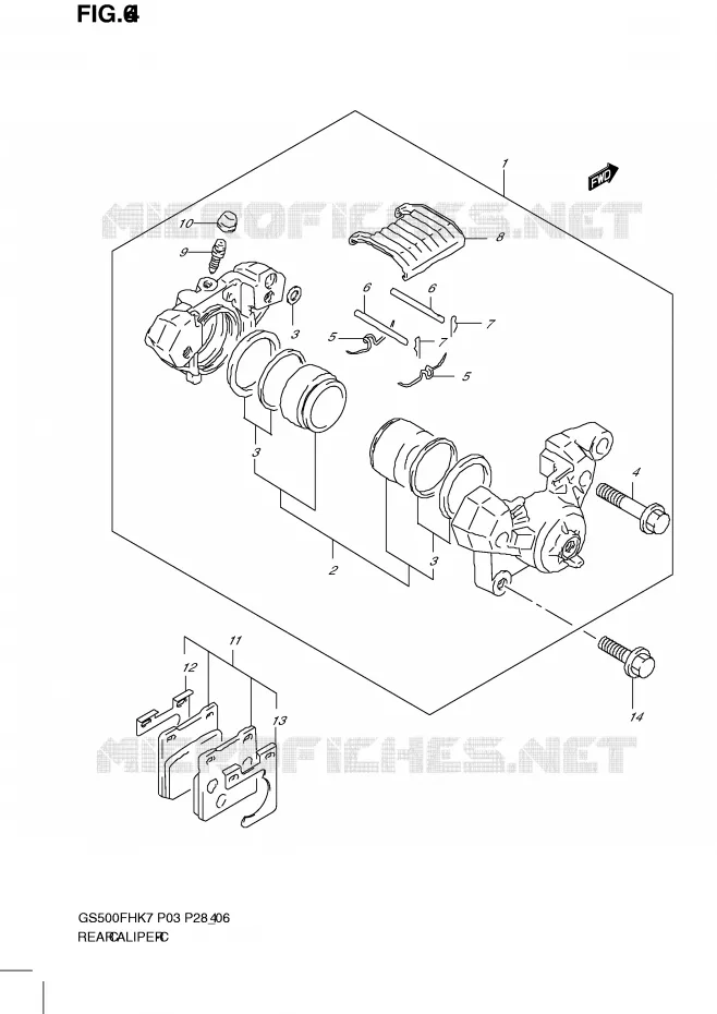 REAR CALIPER Suzuki MOTO 500 GS-F 2008  GS500FHK8(P3)