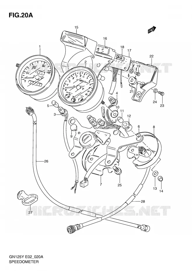 SNELHEIDSMETER (MODELE V/W/X/Y/K1 E1,E30) Suzuki MOTO 125 GN 1999  GN125EX(E2)
