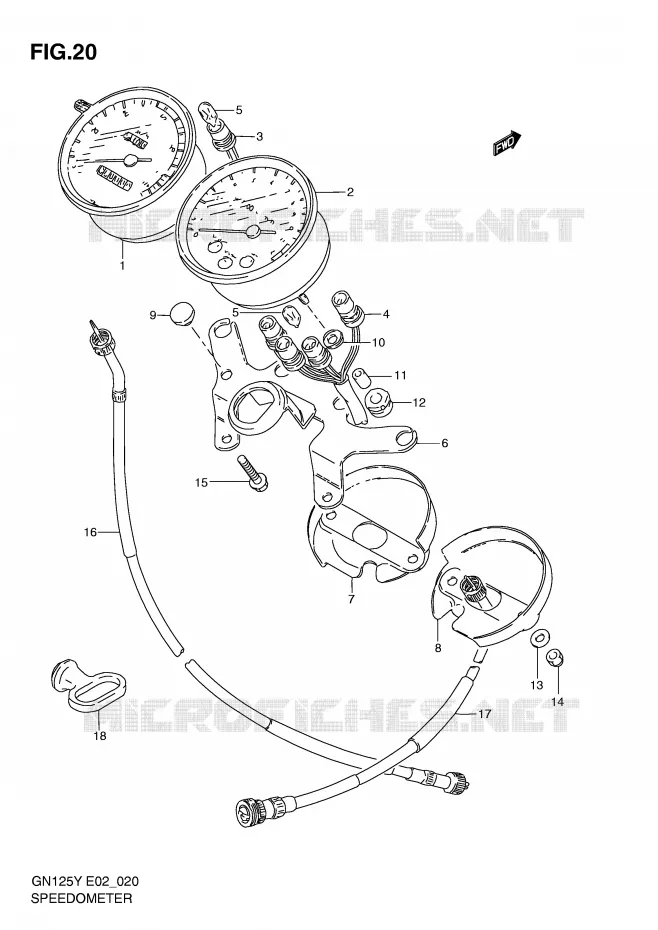 SNELHEIDSMETER (MODELE V/W/X/Y/K1) Suzuki MOTO 125 GN 1999  GN125X(E4)