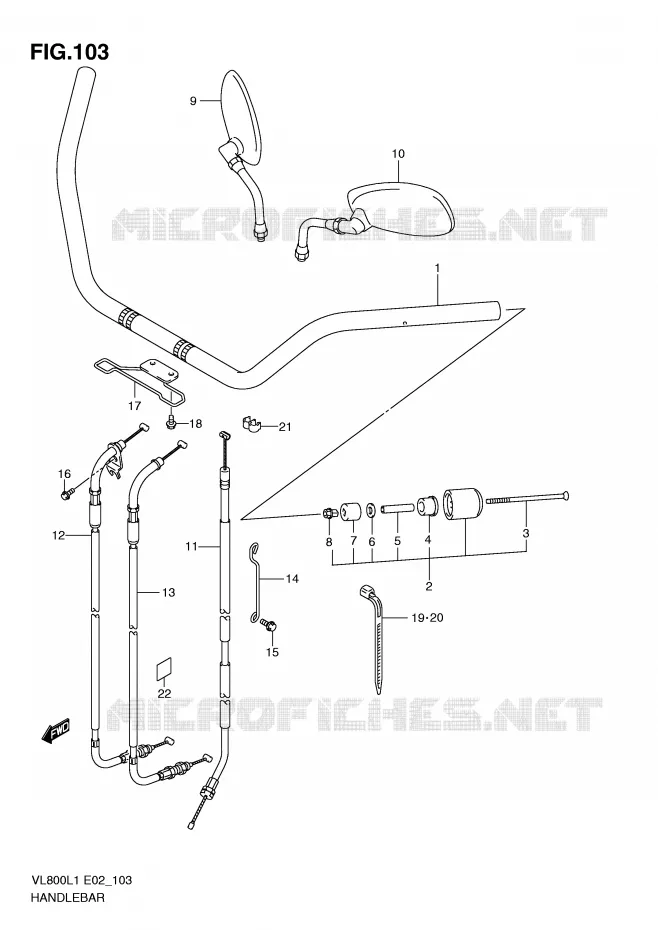 STUUR (VL800CL1 E2) Suzuki MOTO 800 VOLUSIA 2011  VL800CUEL1(E2)