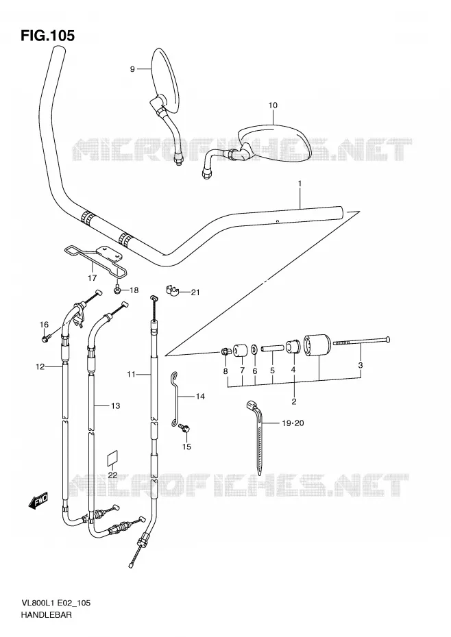 STUUR (VL800CL1 E24) Suzuki MOTO 800 VOLUSIA 2011  VL800CUEL1(E2)